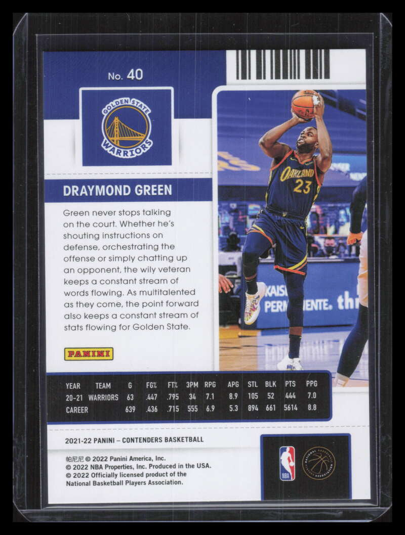 2021-22 Panini Contenders Cracked Ice Ticket 40 Draymond Green 2/25