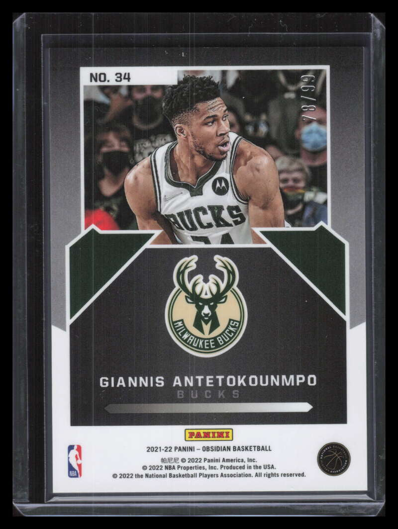 2021-22 Panini Obsidian Magnitude 34 Giannis Antetokounmpo 78/99