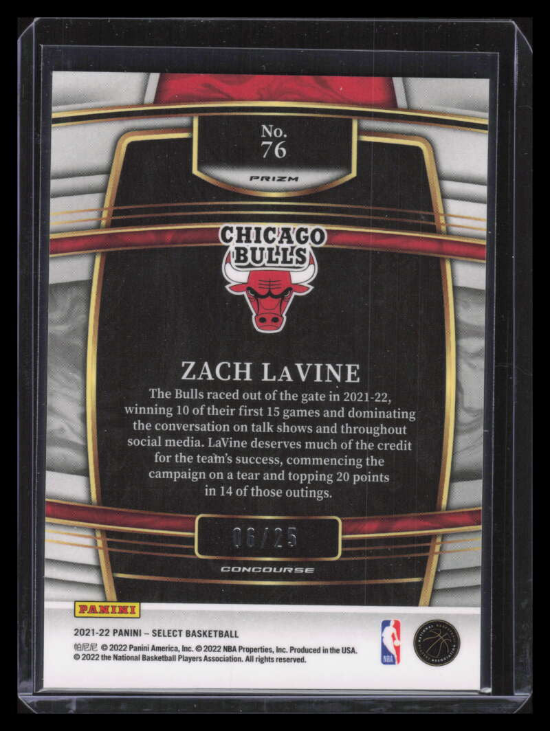 2021-22 Select Prizms Tie Dye Refractor 76 Zach LaVine 6/25