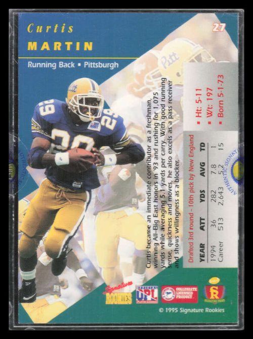 1995 Signature Rookies Prime Autographs 27 Curtis Martin Rookie Auto 1307/3000