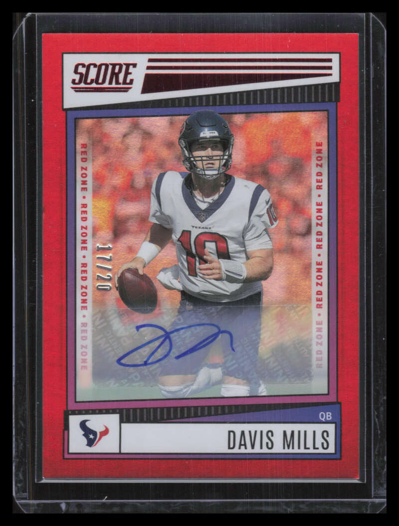 2022 Score Signatures Red Zone 3 Davis Mills Auto 17/20