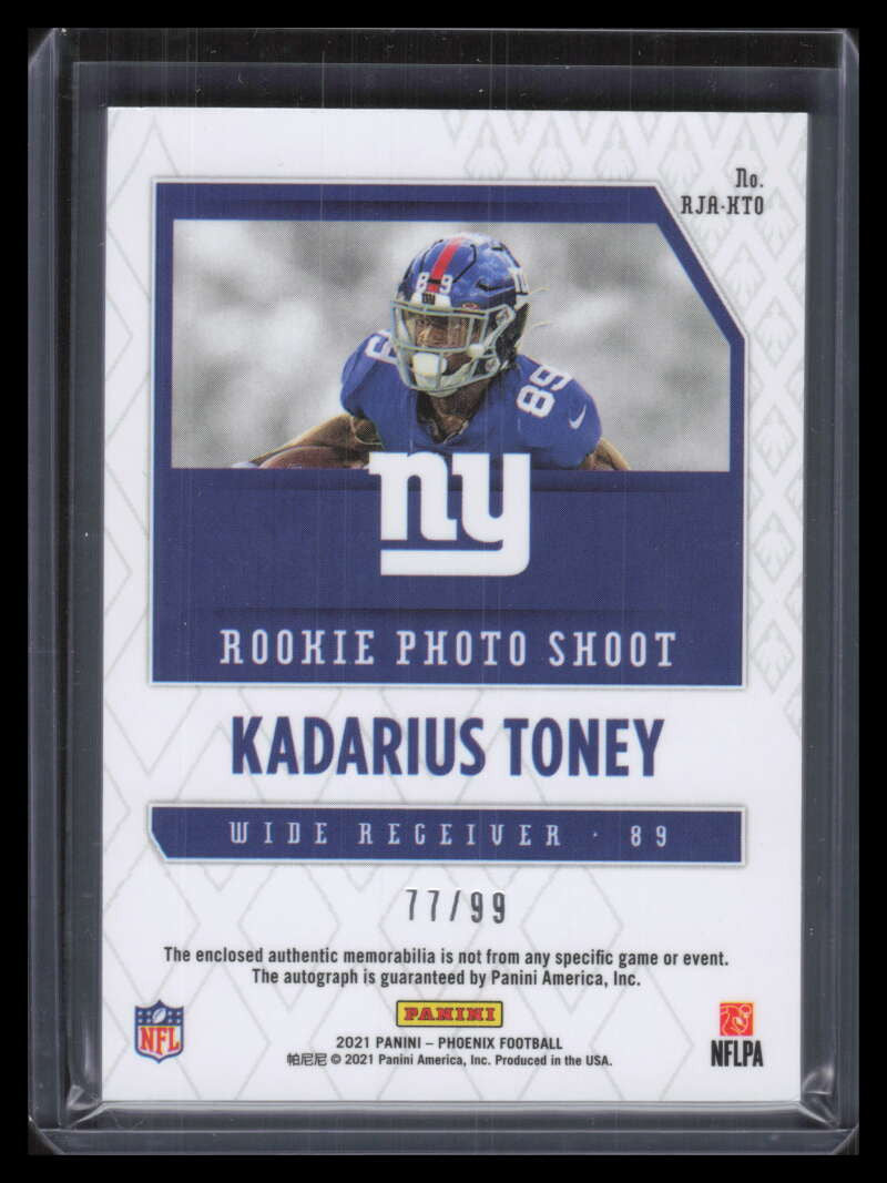 2021 Panini Phoenix Premiere Autographs Kadarius Toney Rookie Jersey Auto 77/99