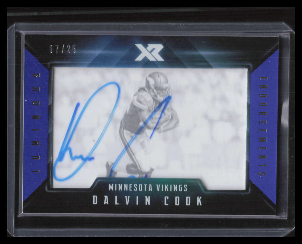 2017 Panini XR Luminous Endorsements Blue 10 Dalvin Cook Rookie Auto 7/25