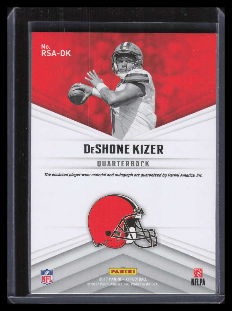2017 Panini XR 3 DeShone Kizer Rookie Laundry Tag NFL Shield Patch Auto 1/1
