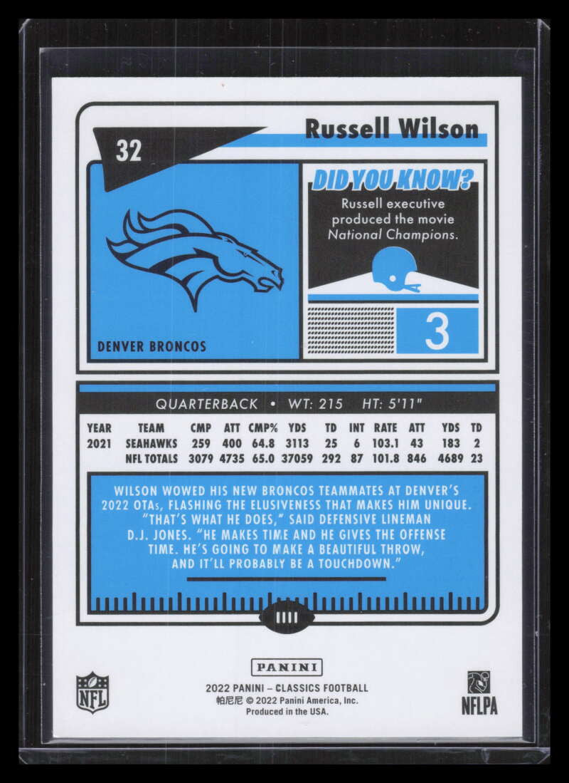 2022 Classics Blue Back 32 Russell Wilson 69/75