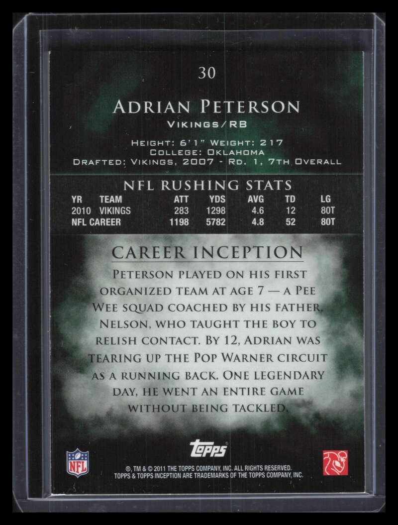 2011 Topps Inception Green 30 Adrian Peterson 47/75