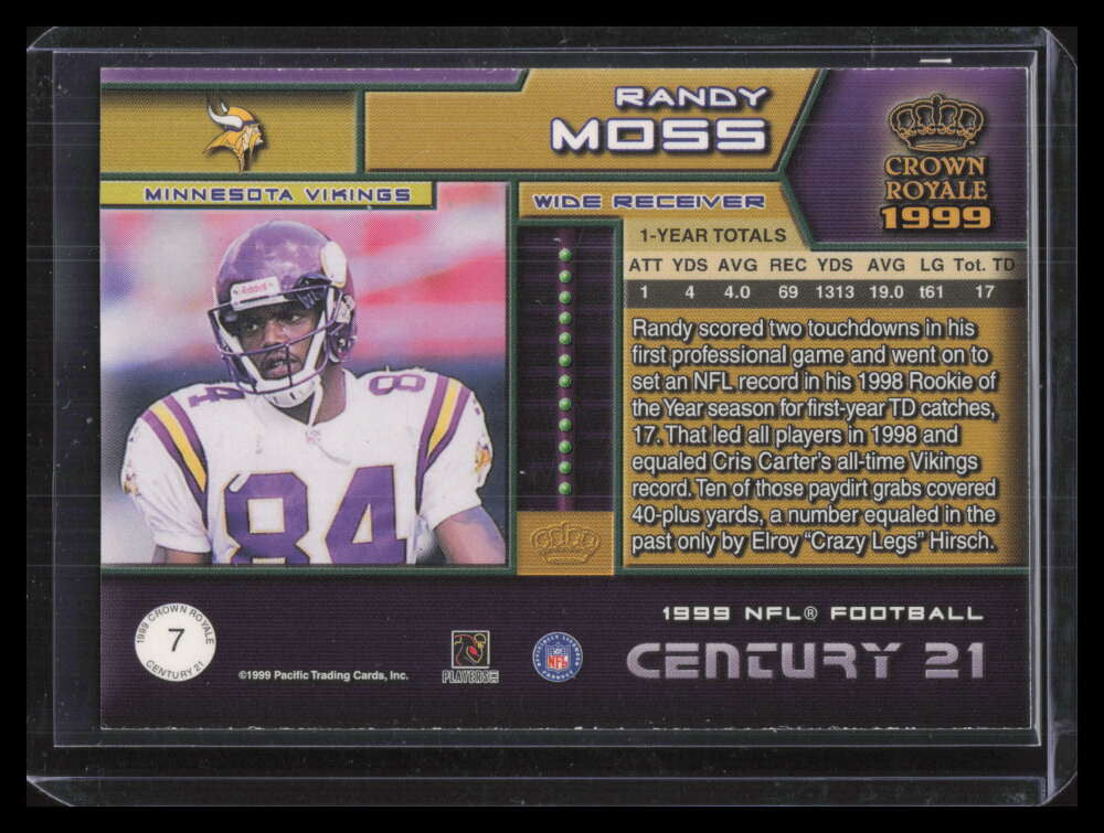 1999 Crown Royale Century 21 7 Randy Moss 271/375