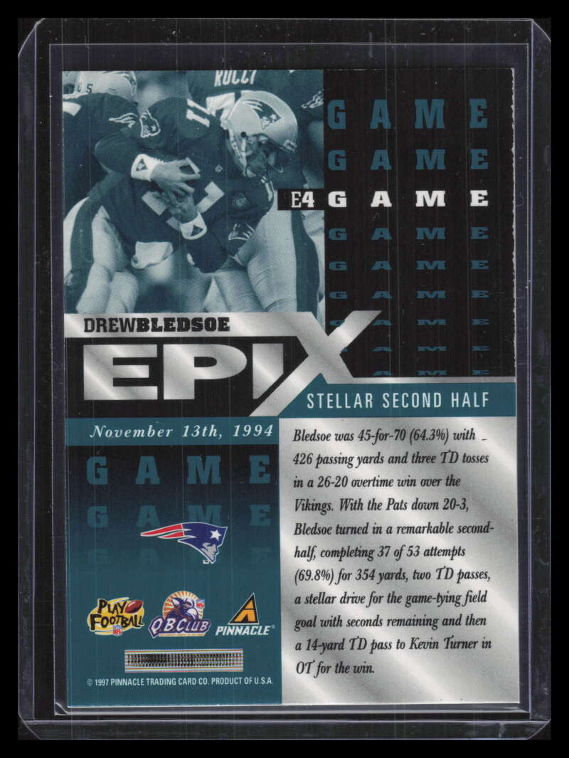 1997 Pinnacle Epix Emerald e4 Drew Bledsoe Game