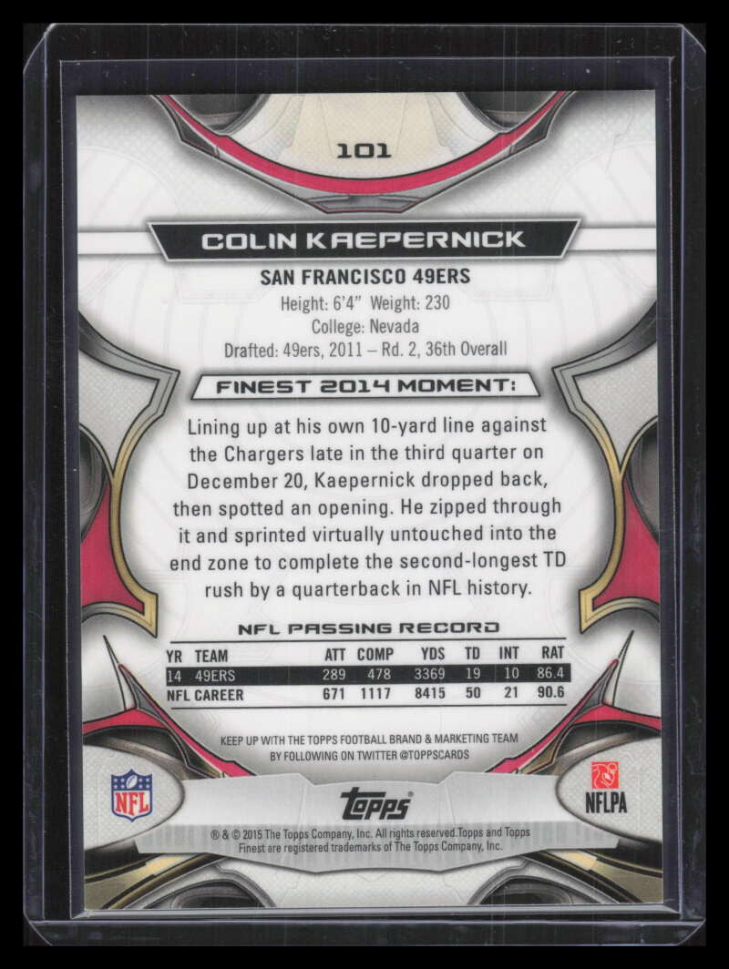 2015 Finest Gold Refractor 101 Colin Kaepernick 53/150