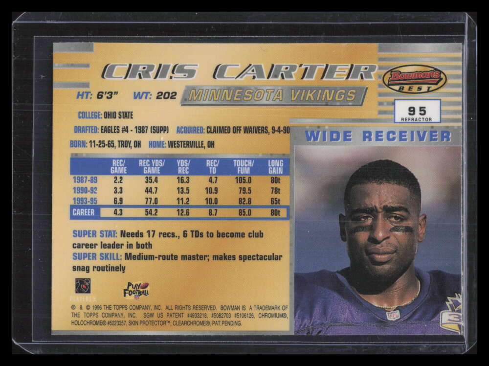 1996 Bowman's Best Refractor 95 Cris Carter