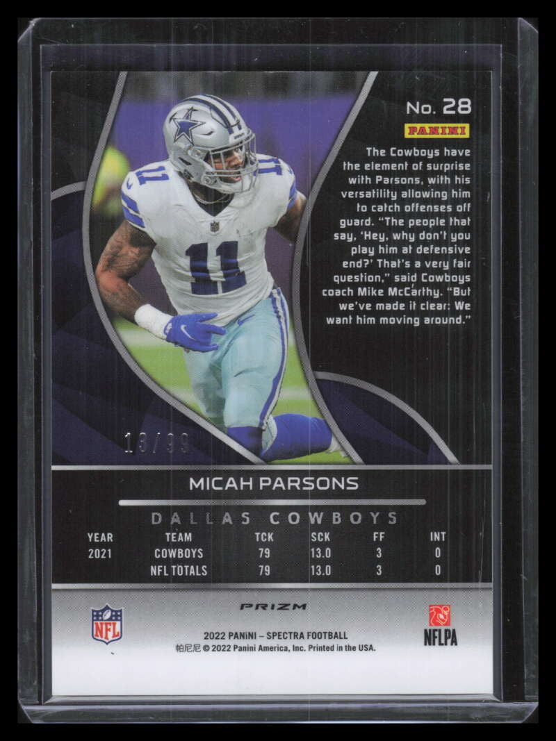 2022 Panini Spectra Celestial 28 Micah Parsons 13/99