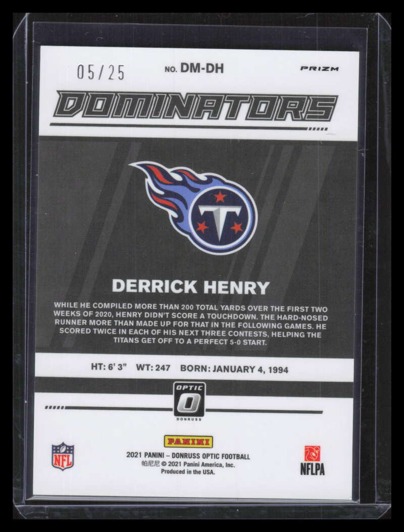 2021 Donruss Optic Dominators Purple Stars Refractor 6 Derrick Henry 5/25