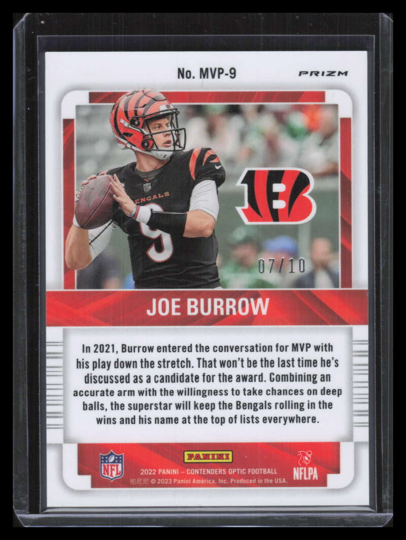 2022 Panini Contenders Optic MVP Contenders Gold 9 Joe Burrow 7/10