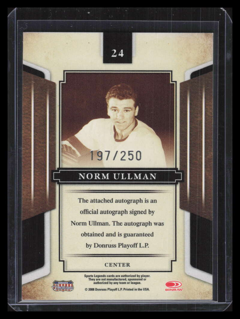 2008 Donruss Sports Legends Signatures Mirror Blue 24 Norm Ullman Auto 197/250
