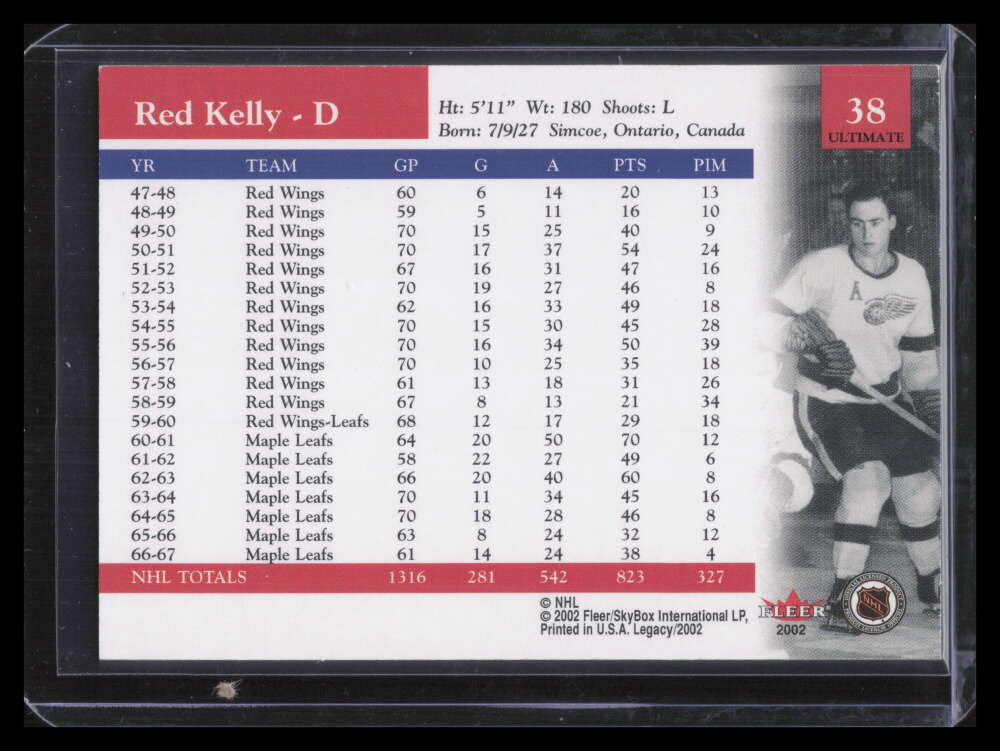 2001-02 Fleer Legacy Ultimate 38 Red Kelly 158/202