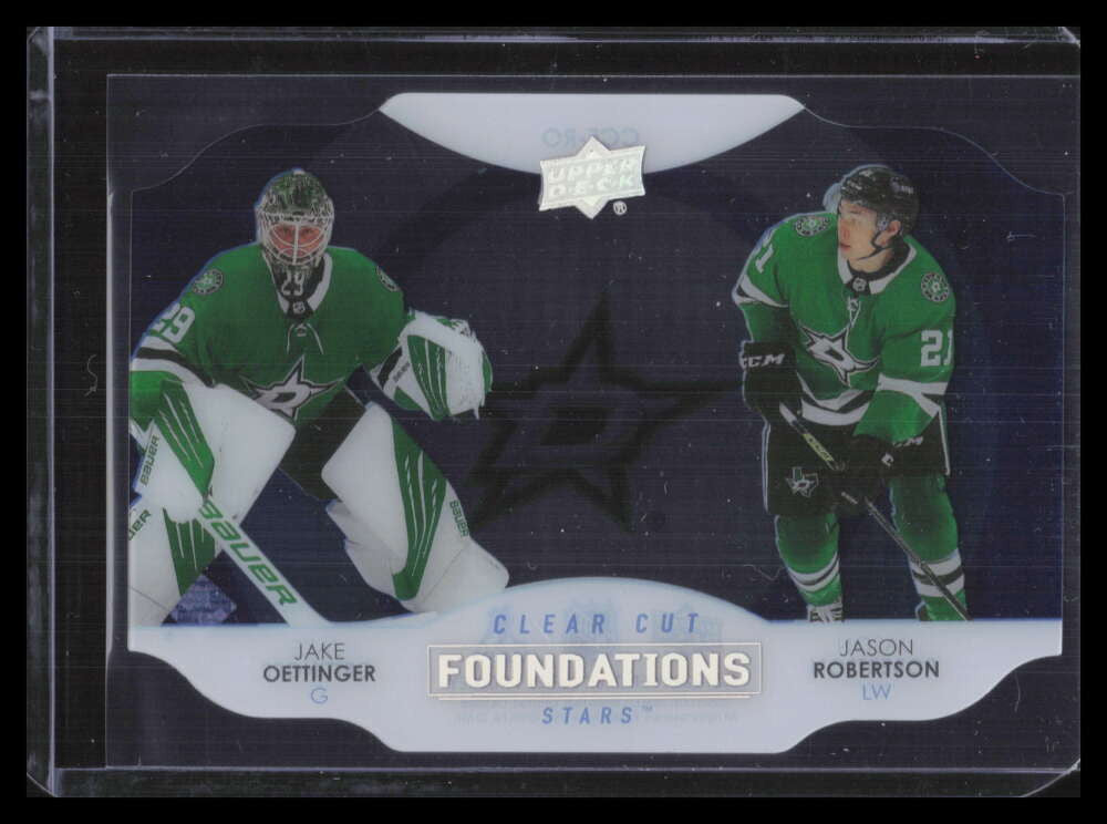 2021-22 Upper Deck Clear Cut Foundations CCFRO Jason Robertson Jake Oettinger