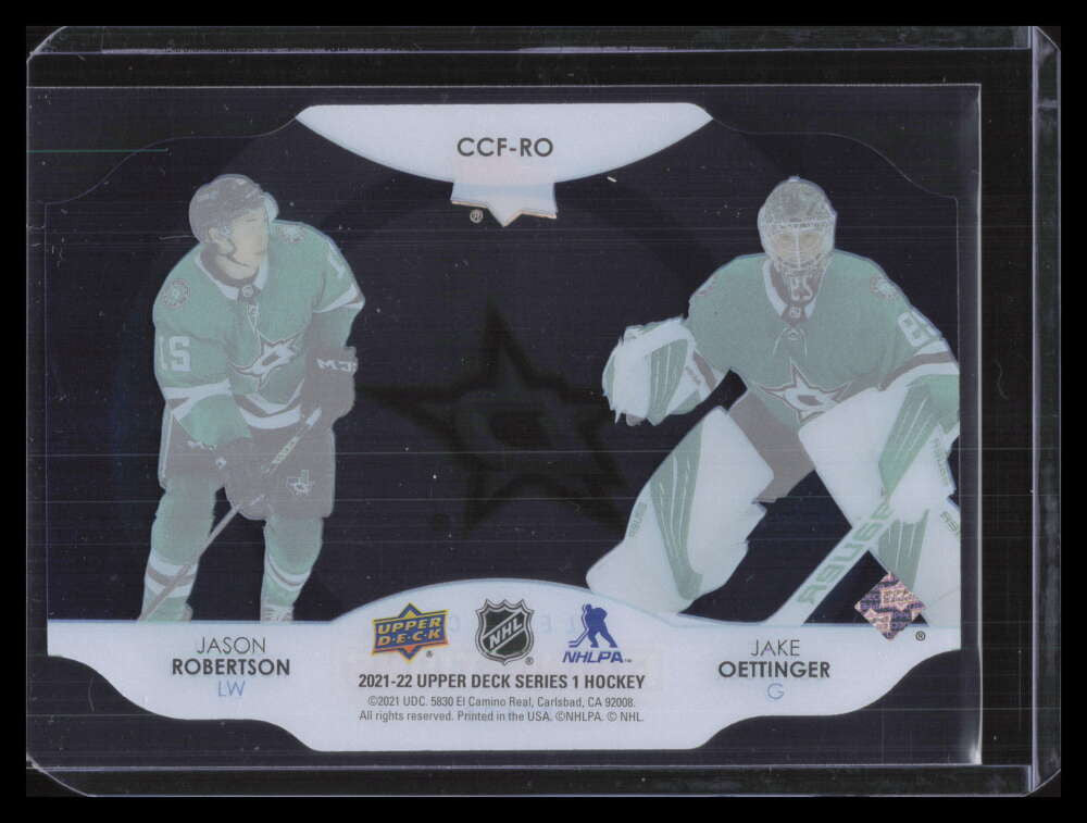 2021-22 Upper Deck Clear Cut Foundations CCFRO Jason Robertson Jake Oettinger