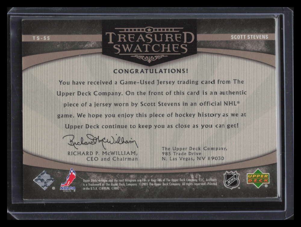 2005-06 Artifacts Treasured Swatches Pewter TSSS Scott Stevens Jersey 4/10