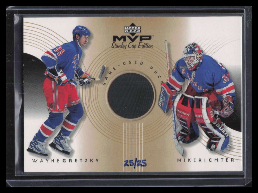 1999-00 Upper Deck MVP SC Great Combinations Gold Richter Gretzky Puck 25/25