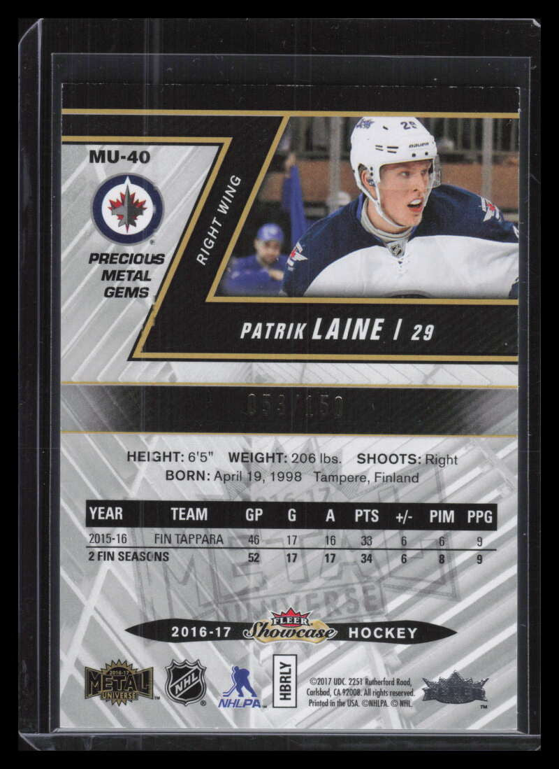 2016-17 Showcase Metal Universe Precious Metal Gems Patrik Laine Rookie 53/150