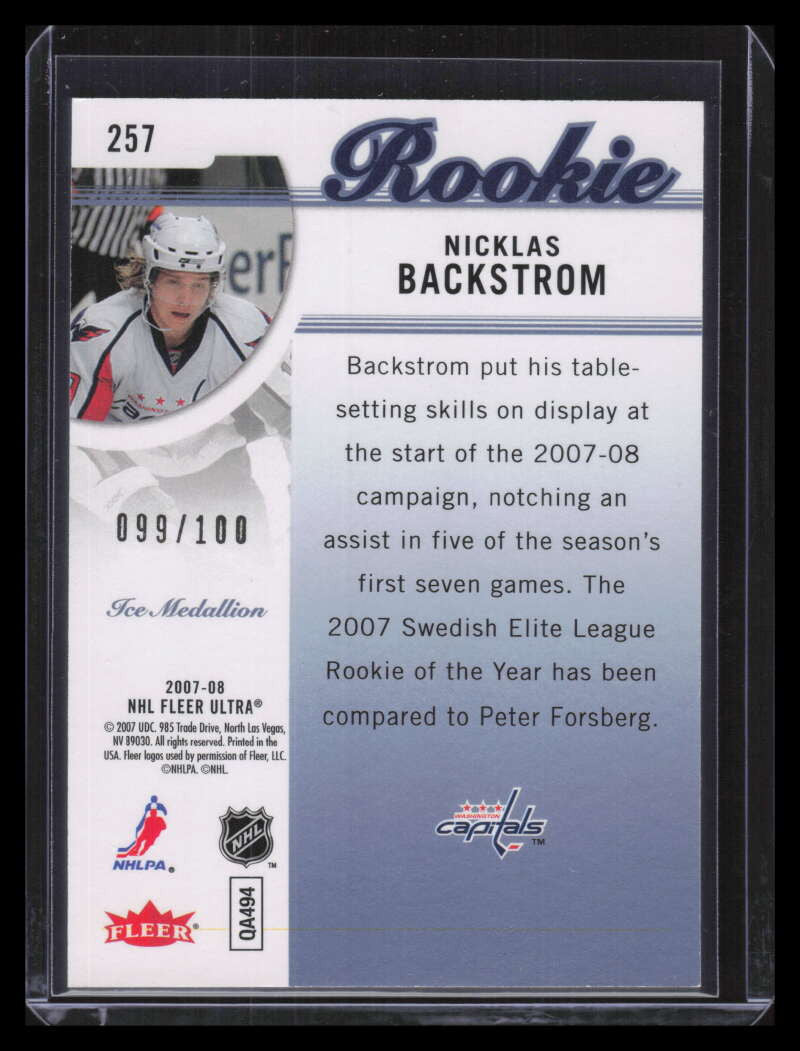 2007-08 Ultra Ice Medallion 257 Nicklas Backstrom Rookie 99/100