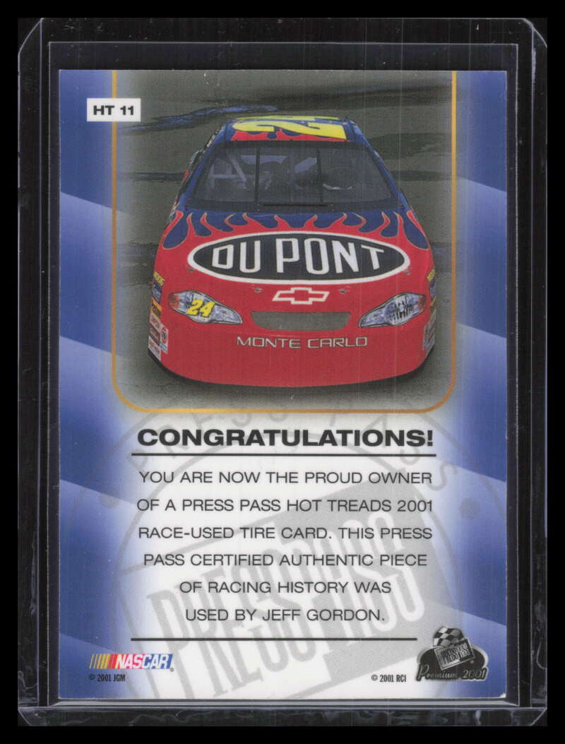2001 Press Pass Hot Treads ht11 Jeff Gordon Race-Used Tire 1580/1665