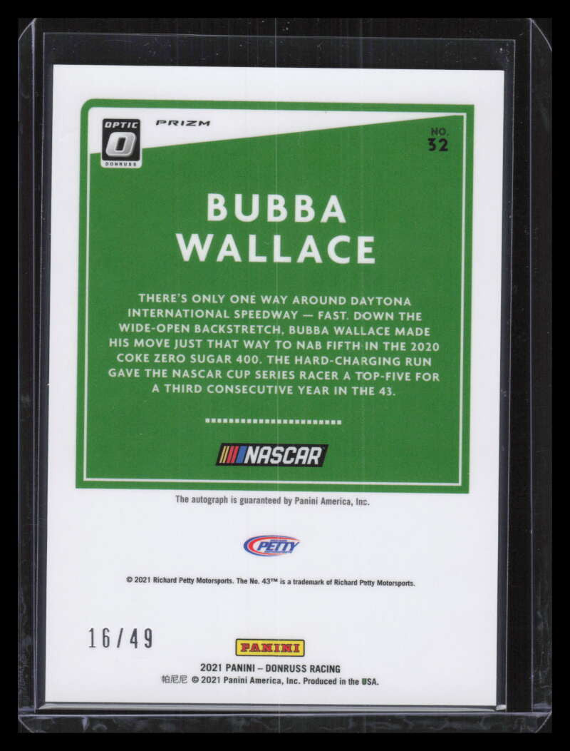 2021 Donruss Optic Signatures Holo 32 Bubba Wallace Auto 16/49