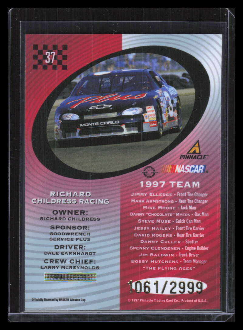 SOLD 128820 1997 Pinnacle Totally Certified Platinum Red 37 Dale Earnhardt's Car 1061/2999