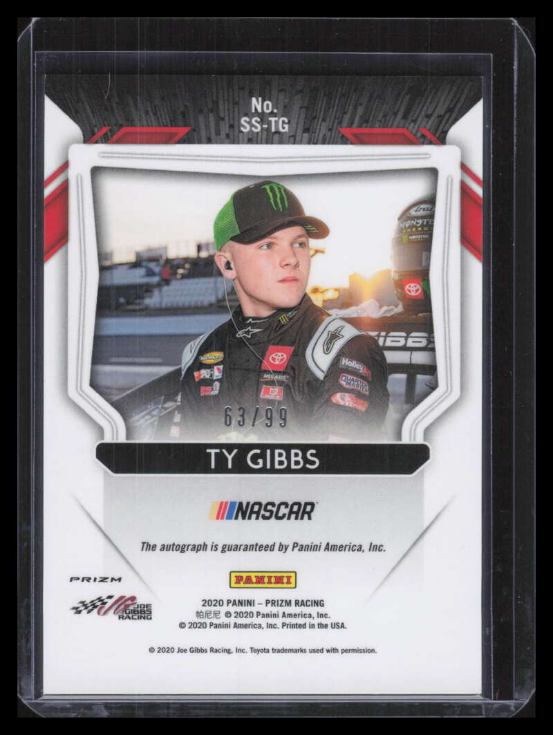 2020 Panini Prizm Scripted Signatures Silver Mosaic Ty Gibbs Rookie Auto 63/99