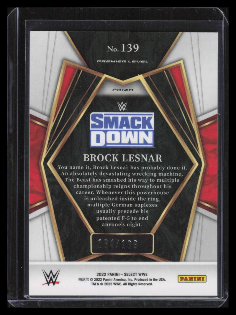 2022 Select WWE Prizms Blue Refractor 139 Brock Lesnar 154/199