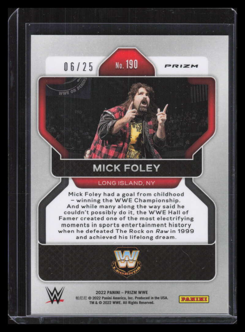 2022 Panini Prizm WWE Prizms Green Pulsar Refractor 190 Mick Foley 6/25