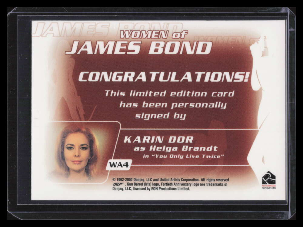 2003 Women of James Bond In Motion Autographs wa4 Karin Dor Auto Helga F00759 ID: 129029
