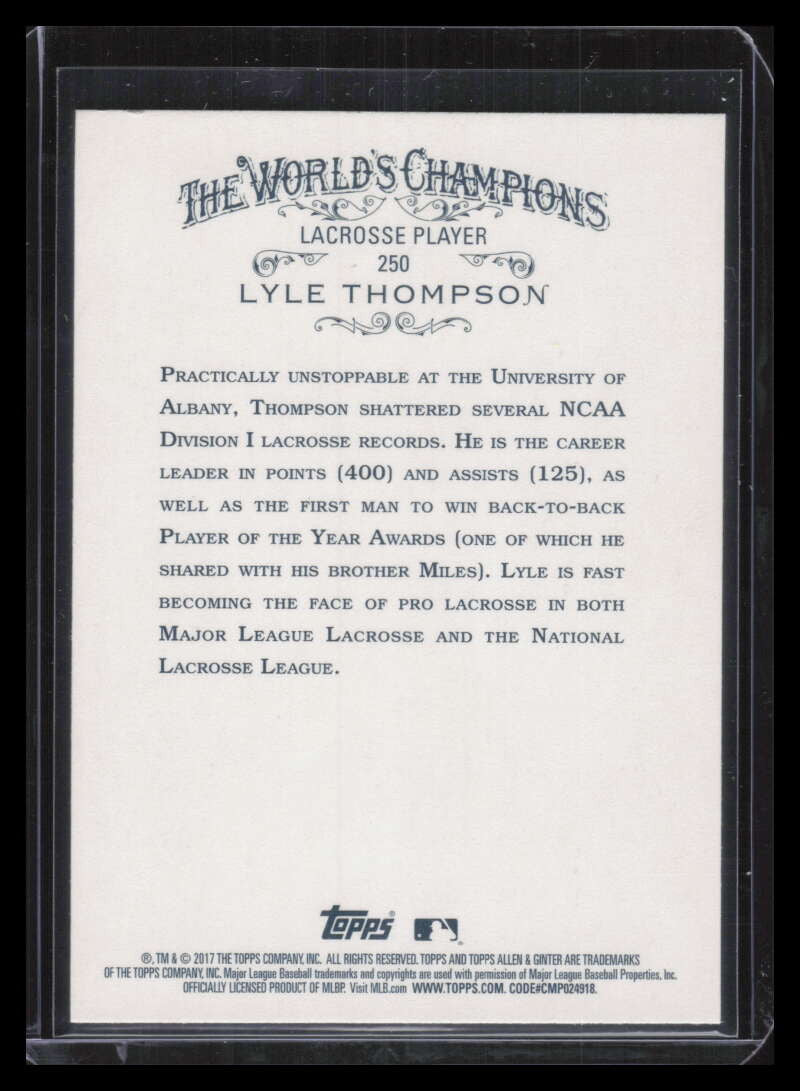 2017 Topps Allen and Ginter 250 Lyle Thompson Rookie