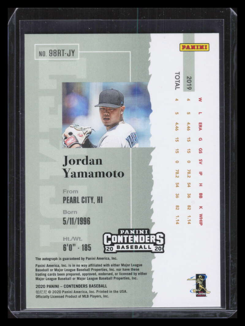 2020 Panini Contenders Retro '98 Autographs Jordan Yamamoto Rookie Auto 14/18