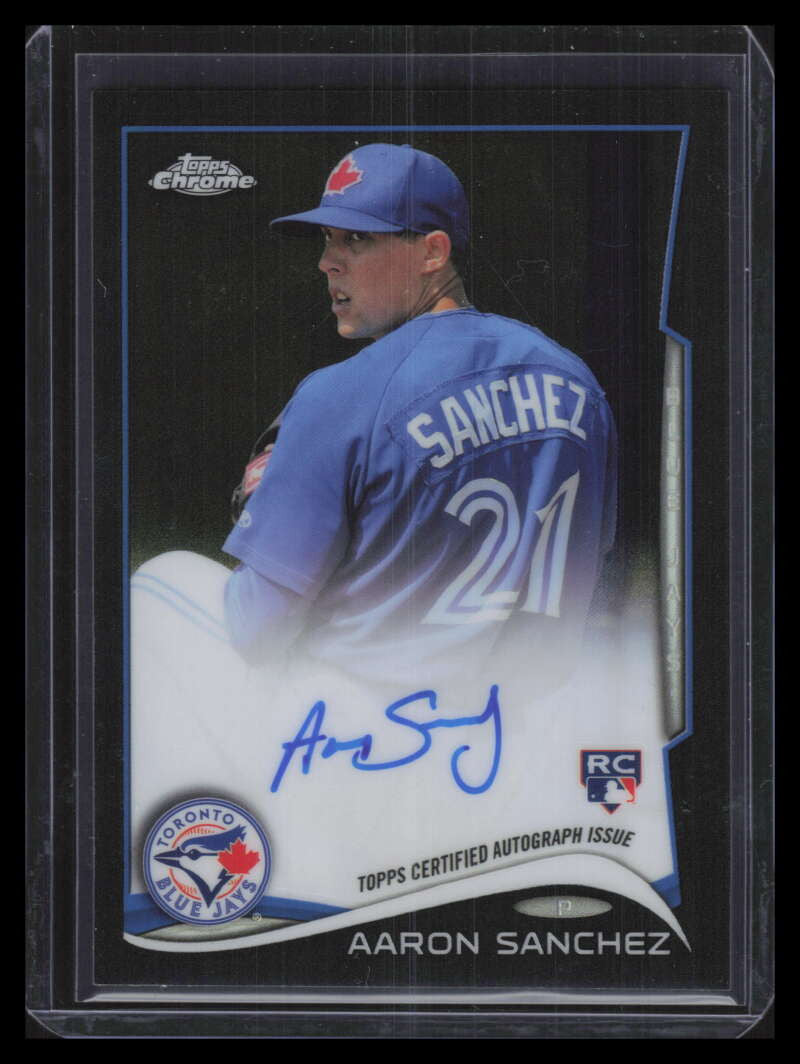 2014 Topps Chrome Autographs Black Refractor AS Aaron Sanchez Rookie Auto 74/100