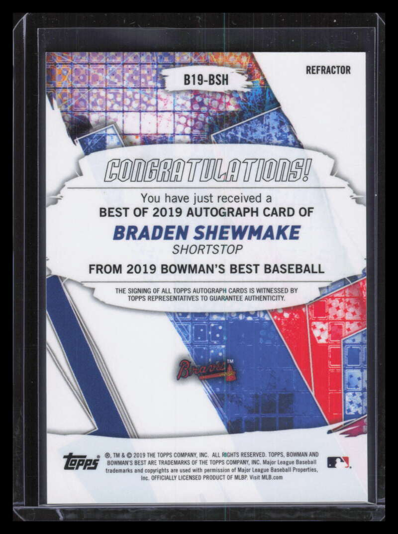 2019 Bowman's Best of 19 Autographs Refractor b19bsh Braden Shewmake Rookie Auto