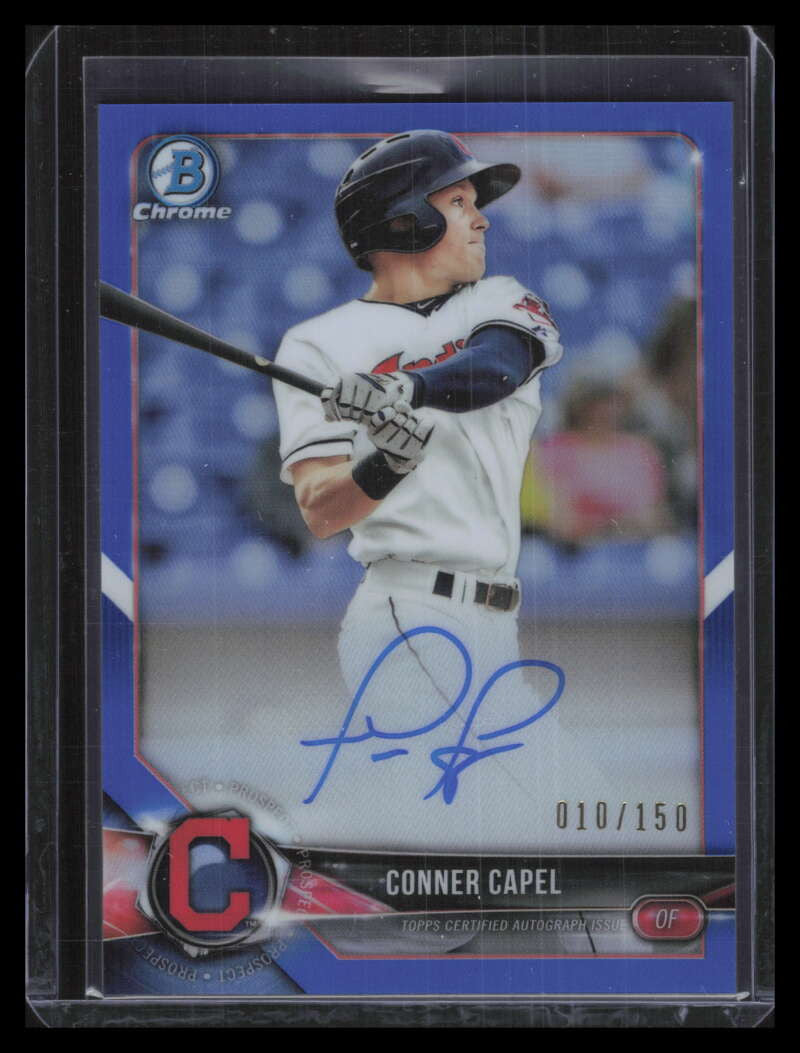 2018 Bowman Chrome Autographs Blue Refractor Conner Capel Rookie Auto 10/150