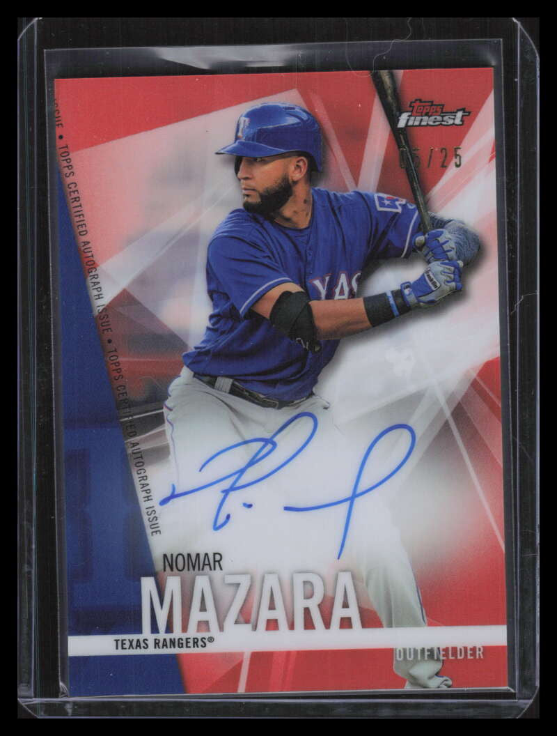 2017 Finest Autographs Orange Refractor FANM Nomar Mazara Auto 5/25