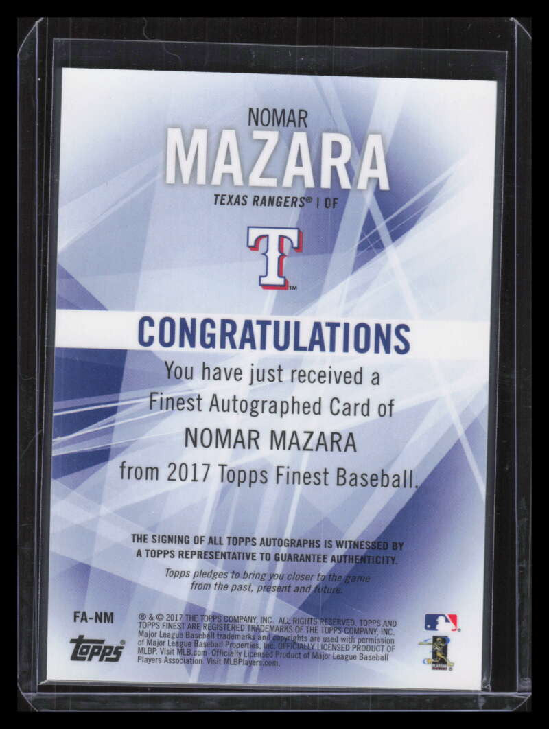 2017 Finest Autographs Orange Refractor FANM Nomar Mazara Auto 5/25