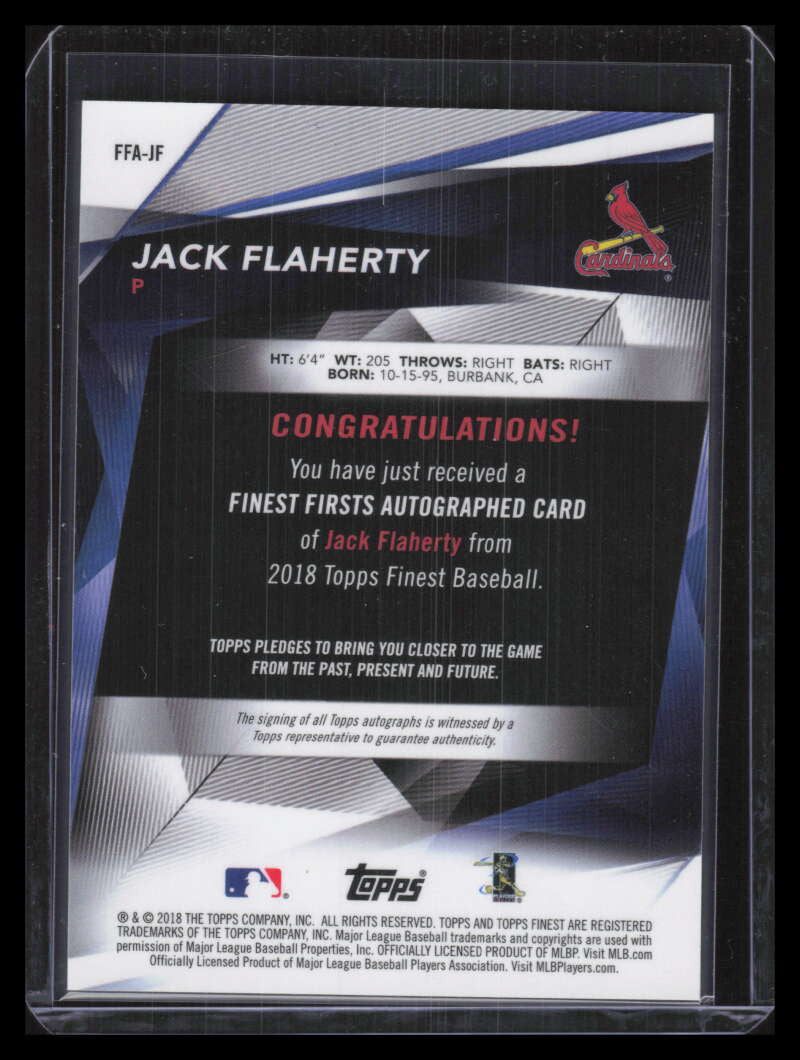 2018 Finest Firsts Autographs FFAJF Jack Flaherty Rookie Auto