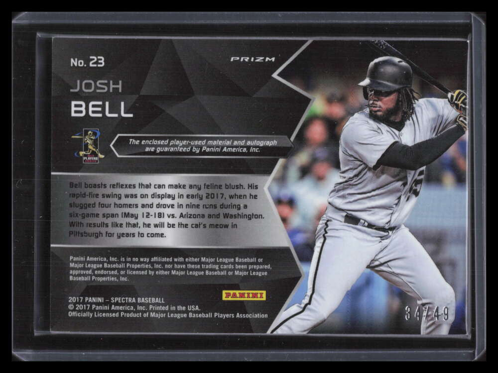 2017 Panini Spectra Autographs Neon Pink 23 Josh Bell Rookie Jersey Auto 34/49