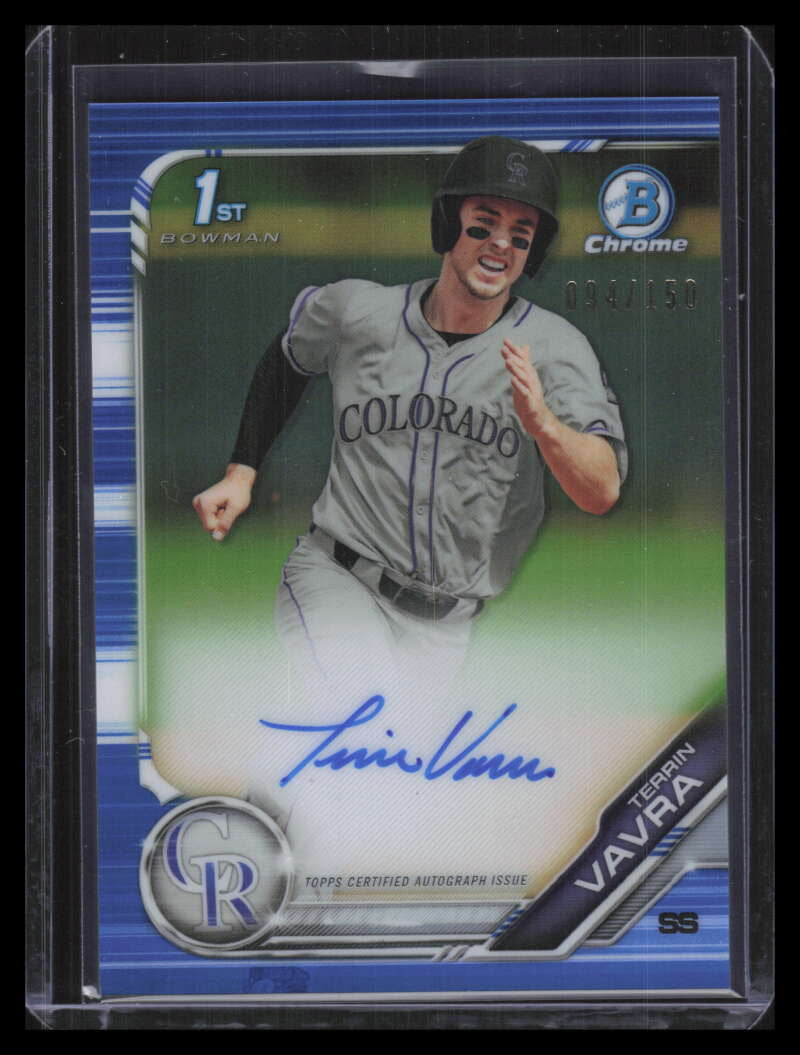 DELETE 129226 2019 Bowman Chrome Autographs Blue Refractor Terrin Vavra Rookie Auto 94/150