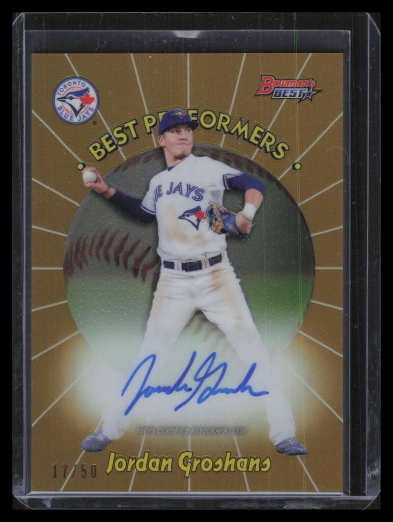 2018 Bowman's Best Performers Gold Refractor Jordan Groshans Rookie Auto 17/50