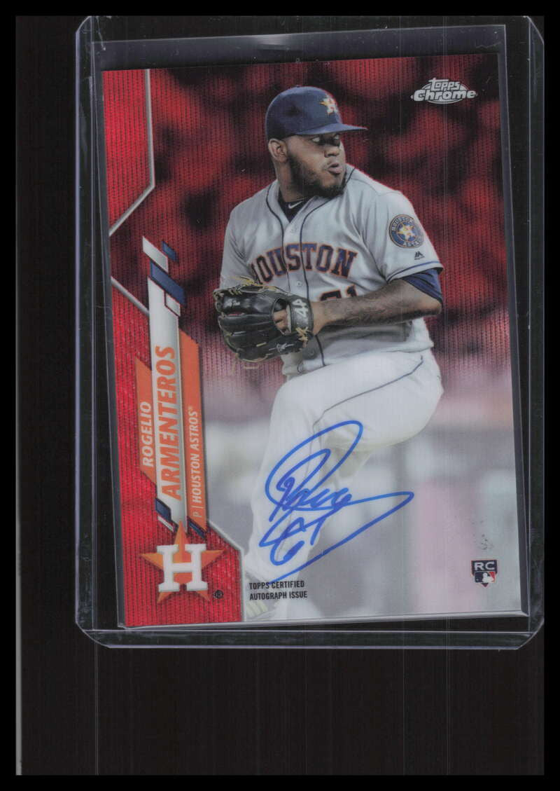 2020 Topps Chrome Autographs Red Wave Refractor Rogelio Armenteros RC Auto 4/5