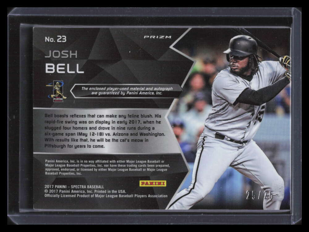 2017 Panini Spectra Autographs Neon Green 23 Josh Bell Rookie Jersey Auto 25/25