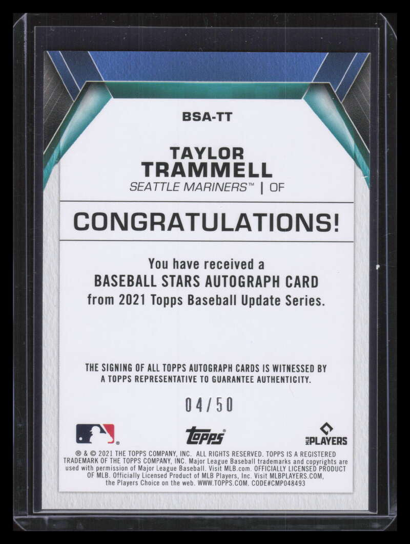 2021 Topps Update Stars Autographs Gold BSATT Taylor Trammell Rookie Auto 4/50