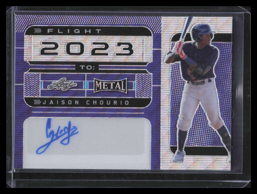 DELETE 129284 2023 Leaf Metal Flight 2023 To Purple Wave ftjc2 Jaison Chourio Rookie Auto 2/6