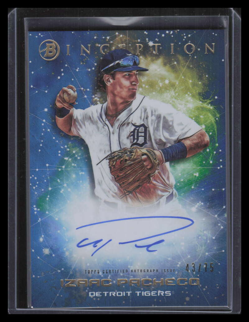 2022 Bowman Inception Primordial Autographs Blue Izaac Pacheco Rookie Auto 43/75