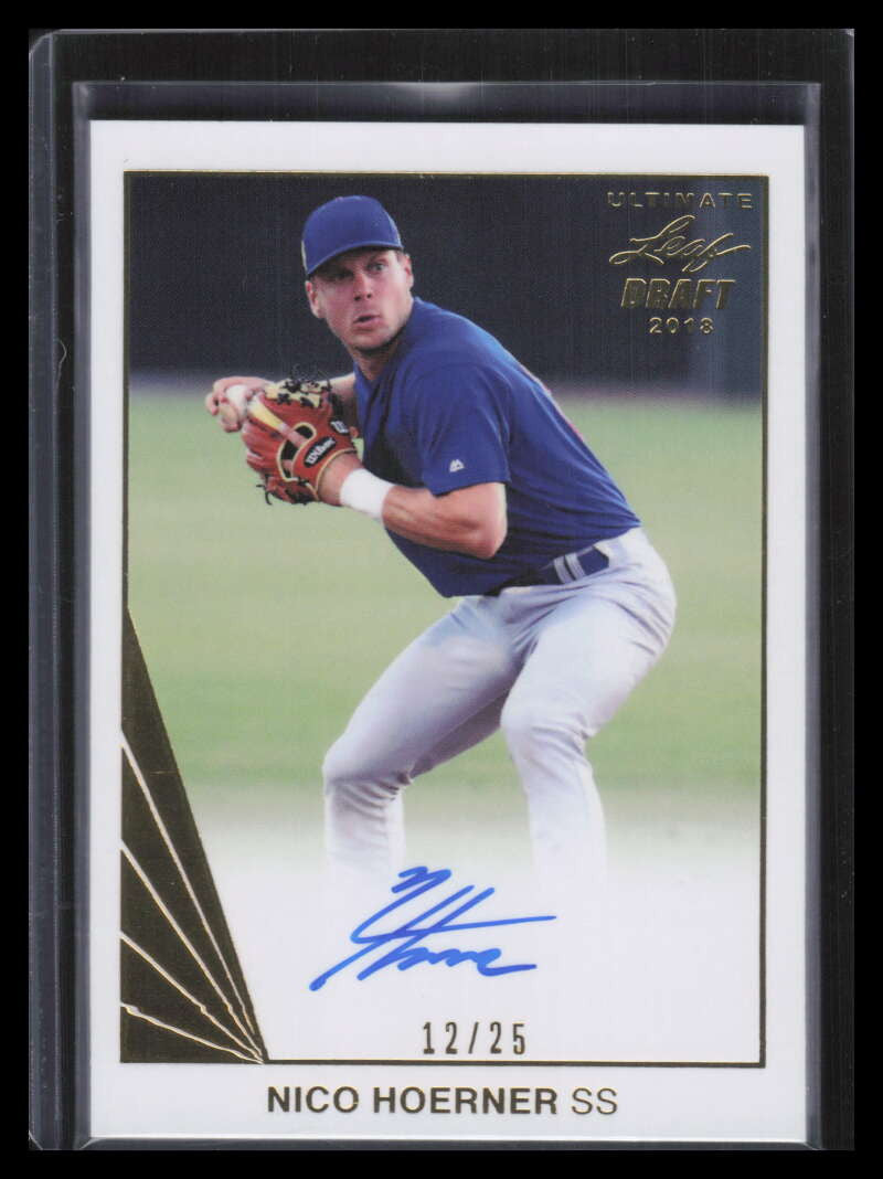2018 Leaf Ultimate Draft Gold banh1 Nico Hoerner Rookie Auto 12/25