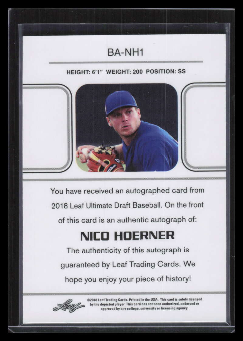 2018 Leaf Ultimate Draft Gold banh1 Nico Hoerner Rookie Auto 12/25